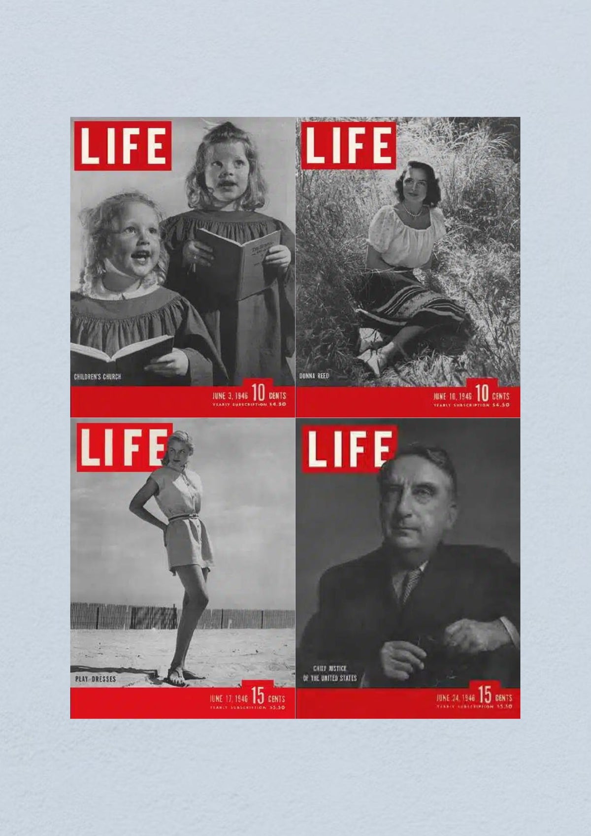 Life Magazine Lot of 4 - Cover of June 24, 1946 featuring Chief Justice of the United States, reflecting the political climate of the time.