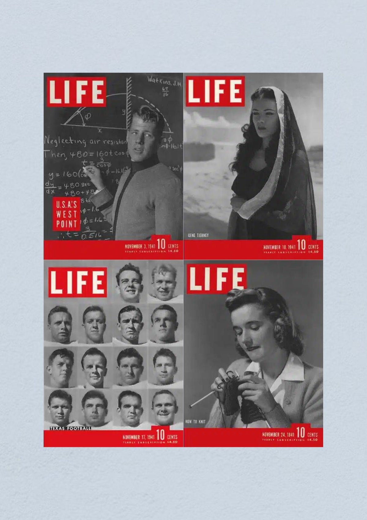 Life Magazine Lot of 4 Full Month of November 1941 3, 10, 17, 24 WWII ERA
