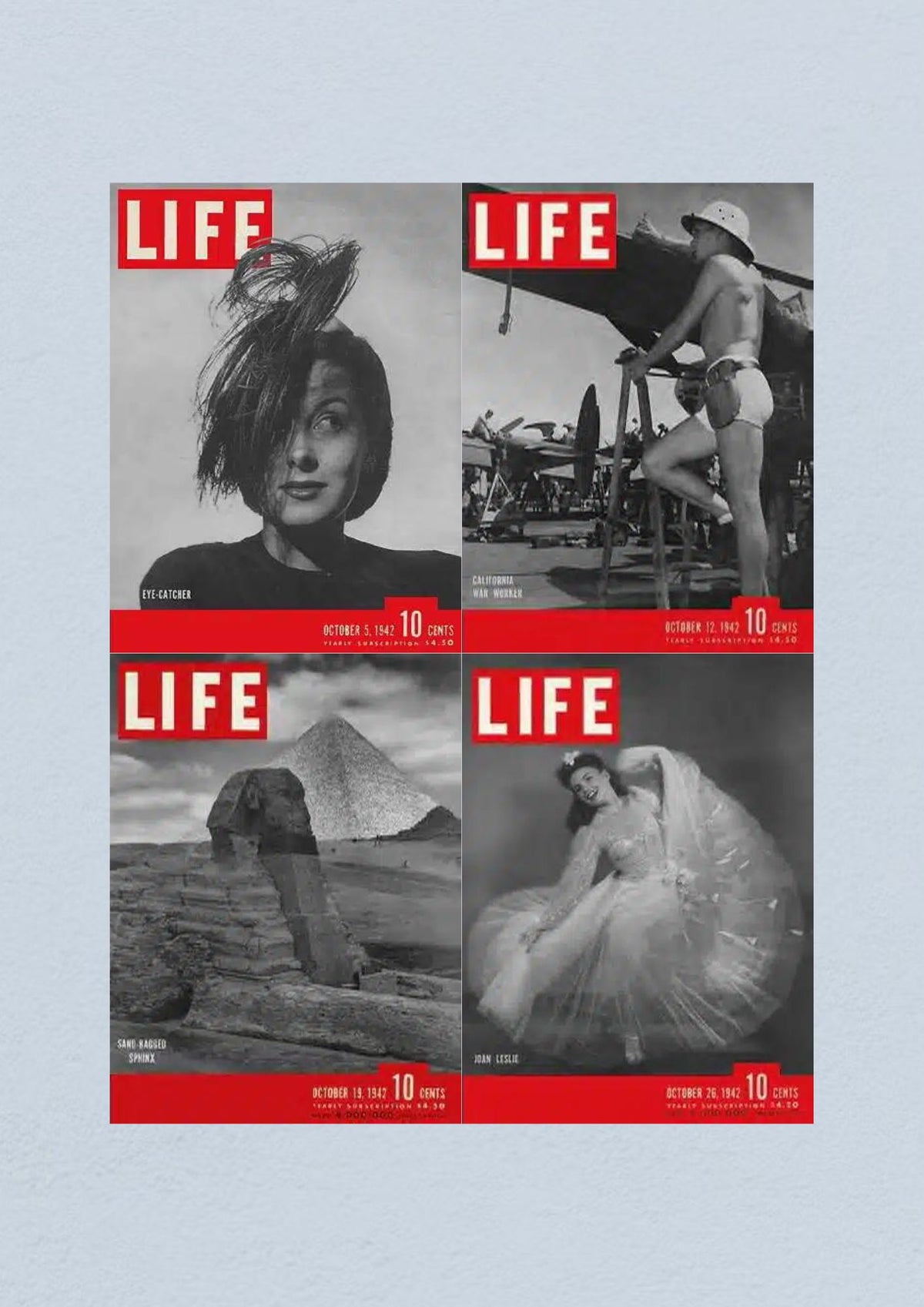 Life Magazine cover from October 26, 1942, illustrating a glamorous portrait of Joan Leslie. This cover is one of four complete issues from October 1942 focusing on the WWII era.