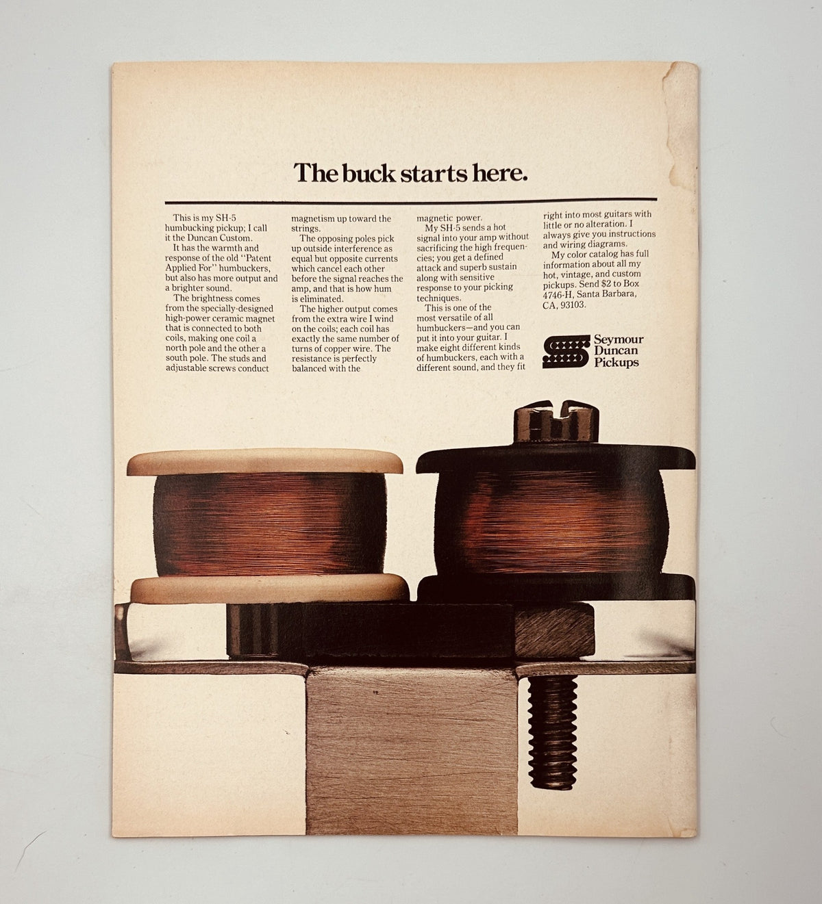 Advertisement from Circus Magazine dated May 31, 1981 featuring guitar pickups with the caption 'The buck starts here' highlighting Seymour Pickups. This issue includes content on Police, The Clash, and Judas Priest.