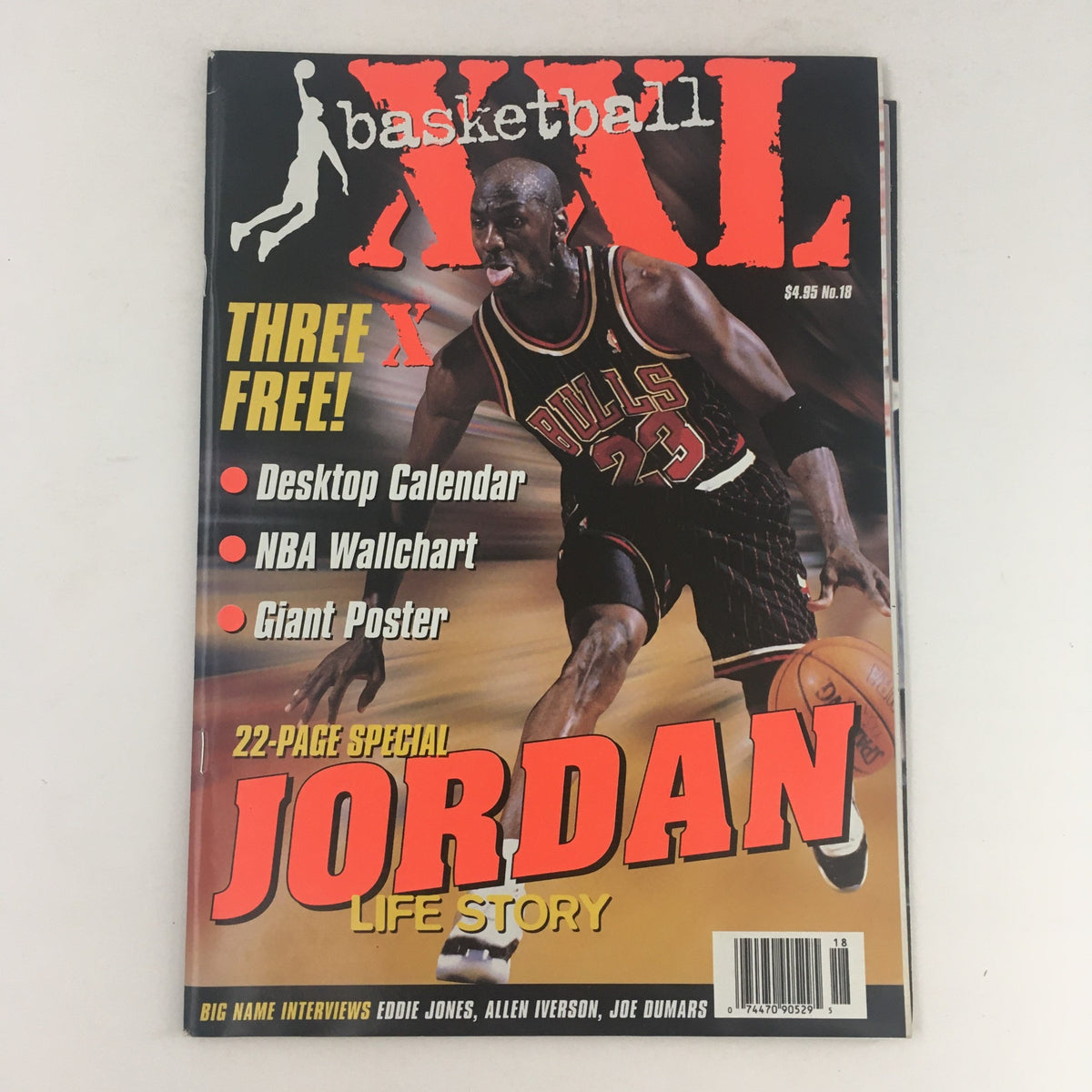 XXL Basketball Magazine February 1999 featuring Michael Jordan on the cover with promotional details for included poster and calendar.