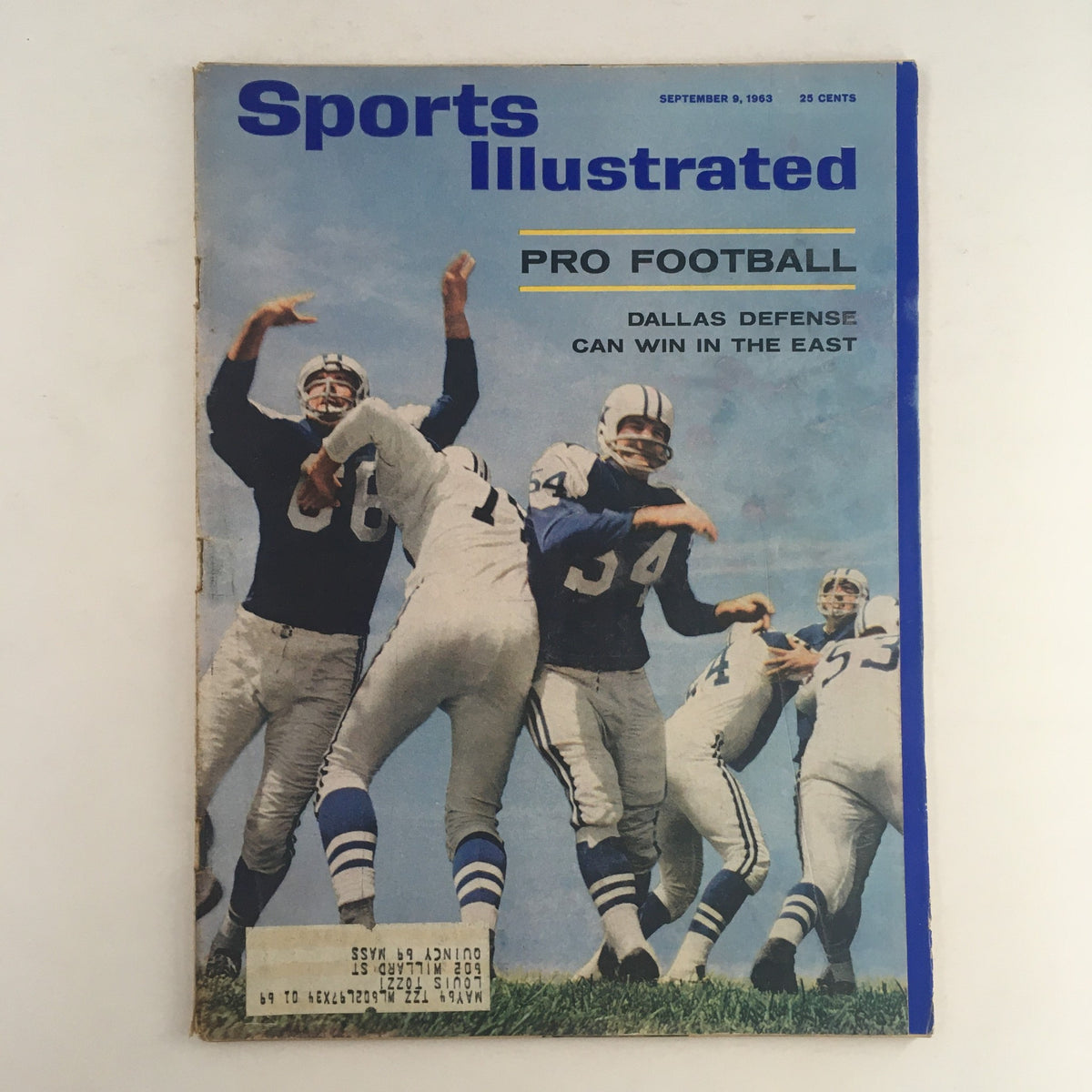 Cover of Sports Illustrated Magazine, September 9, 1963, featuring the title 'Pro Football: Dallas Defense Can Win in the East' and showcasing Dallas football players in action.