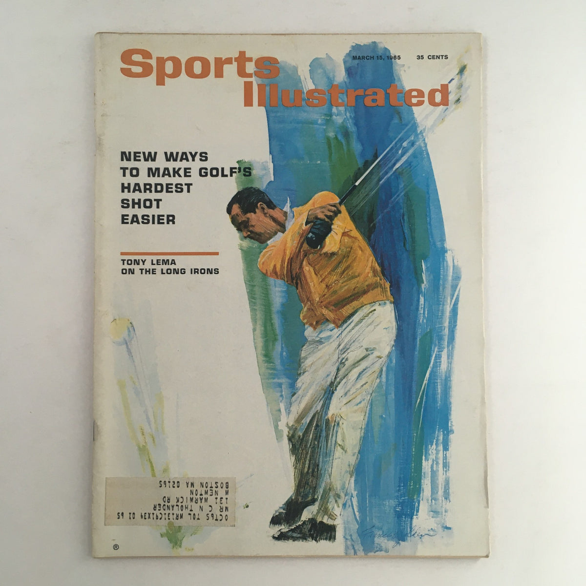 Cover of Sports Illustrated Magazine dated March 15, 1965, featuring golfer Tony Lema, showcasing tips on mastering long irons in golf.