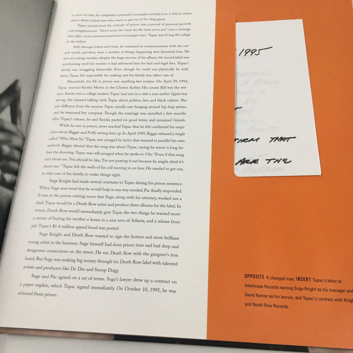 A page from 'Tupac Shakur Legacy Includes A 60-Minute Interview Co Book by Jamal Joseph', containing important dates and notes related to Tupac's career.