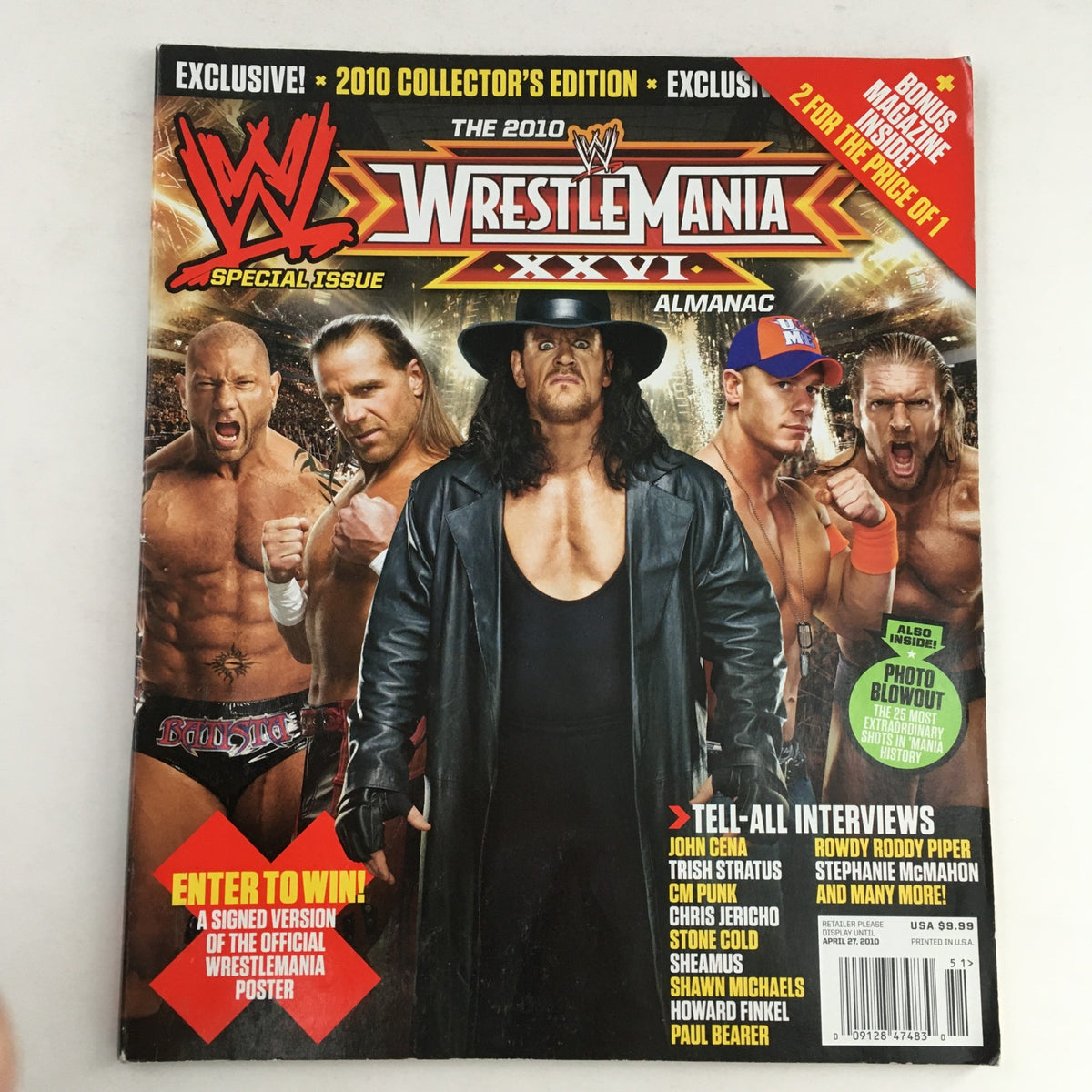 Cover of WWF Magazine 2010 featuring Wrestle Mania XXVI Almanac highlighting Undertaker and John Cena, collector's edition with striking design and prominent wrestling stars.