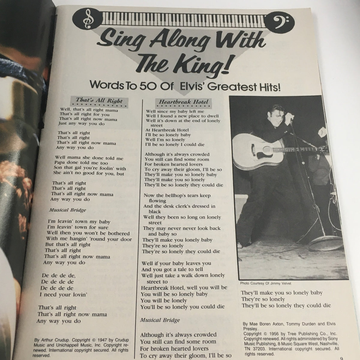 Modern Screen Yearbook #31 Presents Elvis Presley, showcasing lyrics to popular songs alongside a photo of Elvis performing, capturing his musical influence.