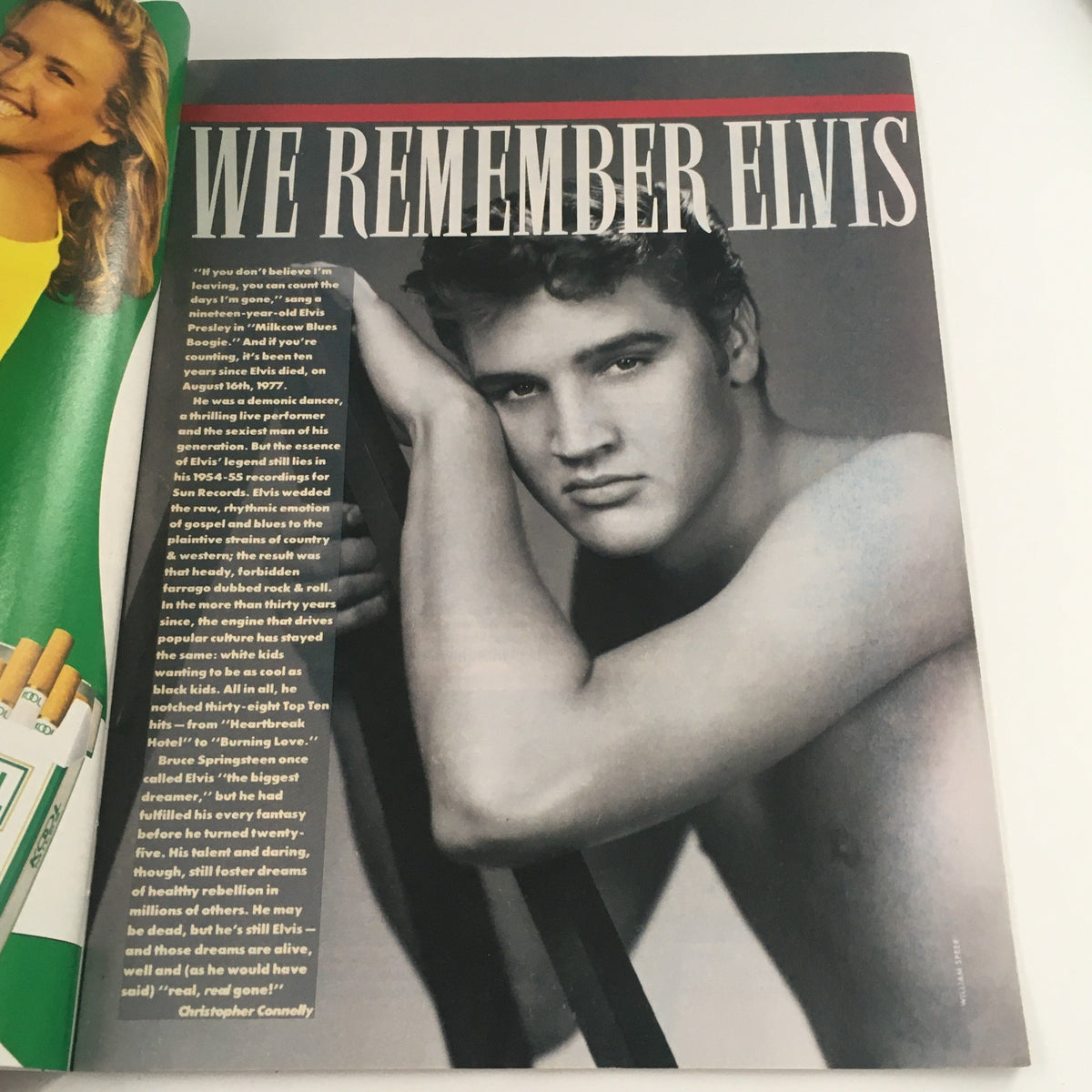 US Magazine August 24 1987 Vol 3 #57 featuring a tribute to Elvis Presley with an iconic photo of his youthful appearance and a heartfelt message.