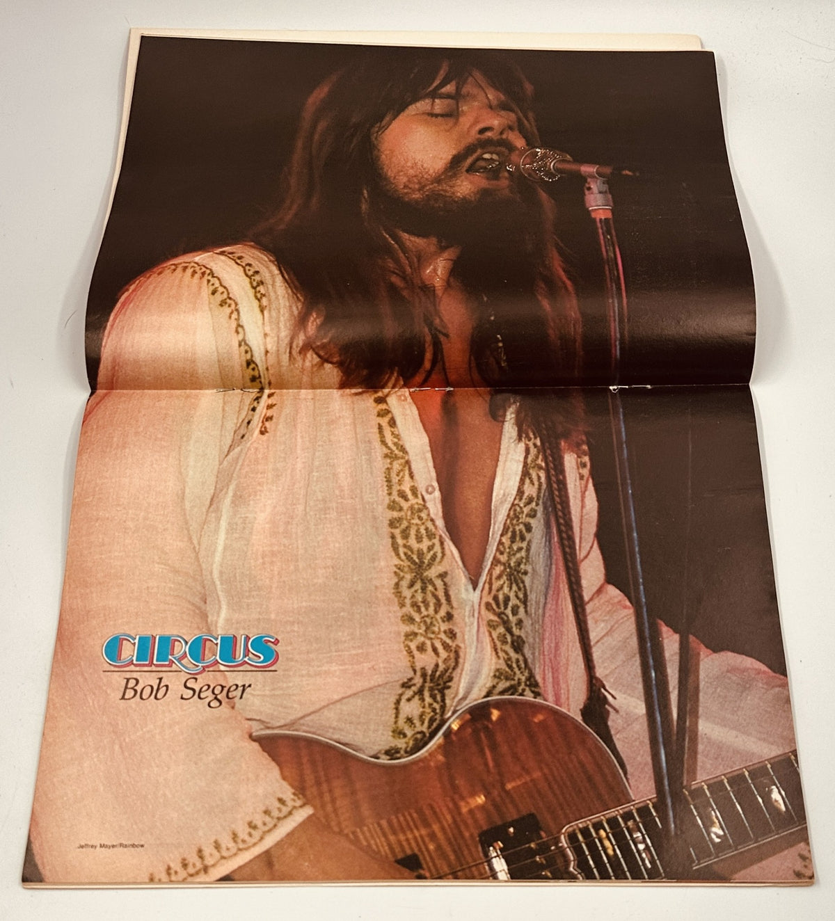 Illustration of Bob Seger performing live, featured in Circus Weekly Magazine November 28, 1978. The image captures Seger passionately singing into a microphone.