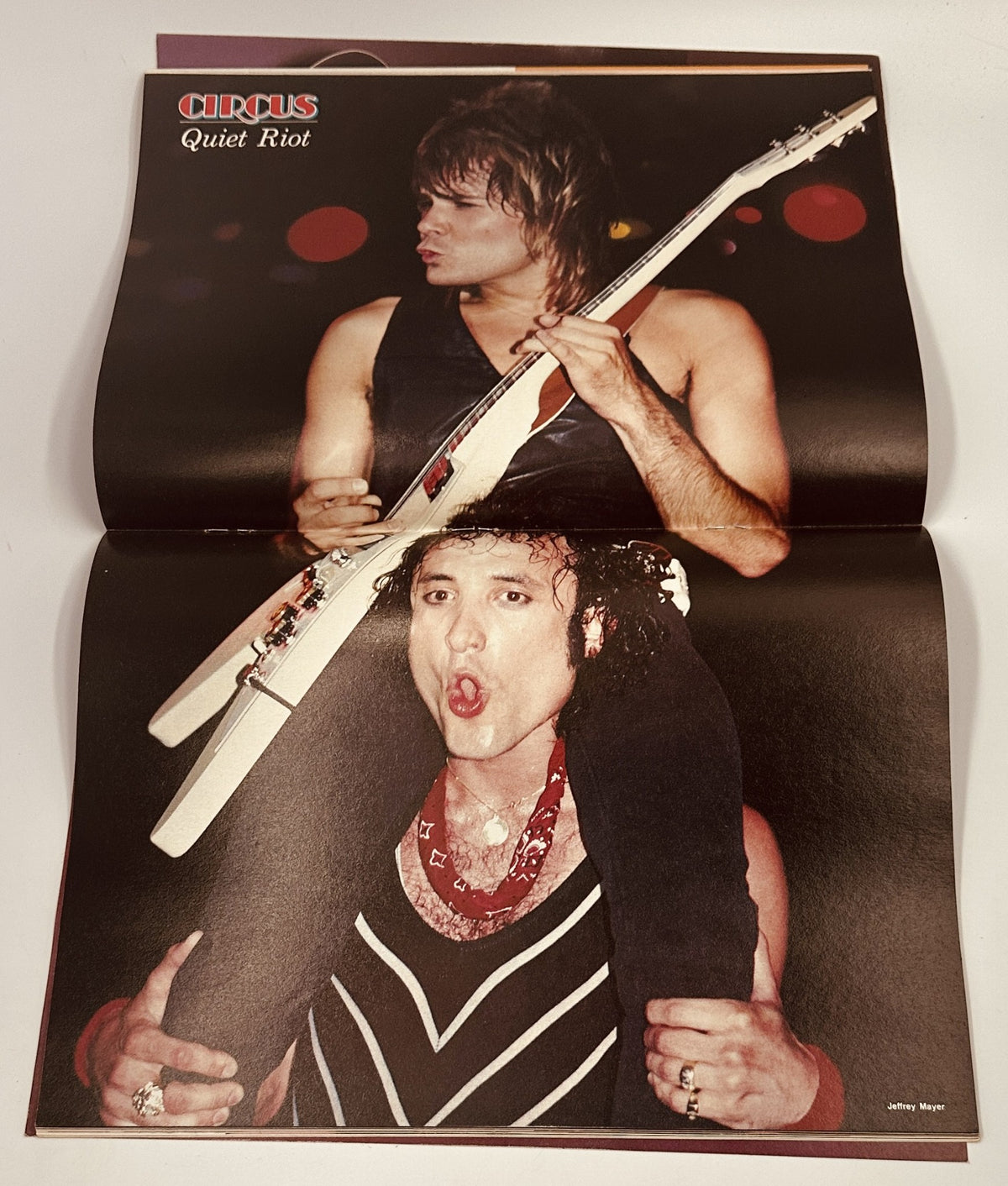 Image of Quiet Riot members performed live, featured in Circus Magazine November 30, 1983.