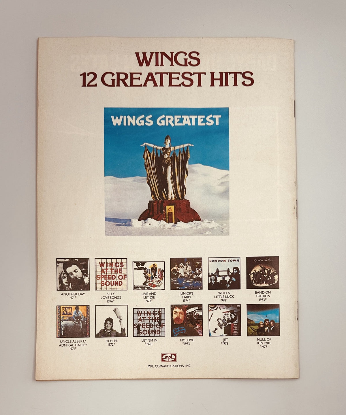 Circus Weekly Magazine January 2, 1979 includes a visual of Wings 12 Greatest Hits album cover, featuring the tracklist and iconic design related to the music scene.