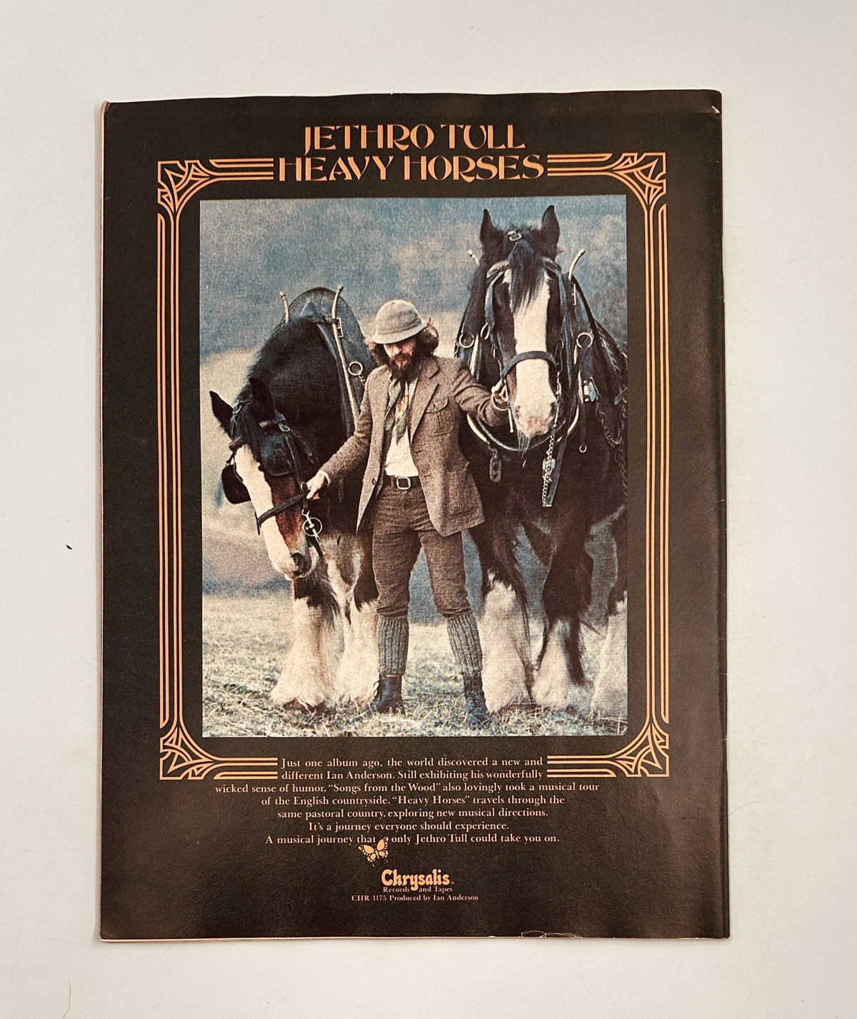 Advert for Jethro Tull's 'Heavy Horses' in Circus Magazine, May 25, 1978, showcasing a man with two horses.