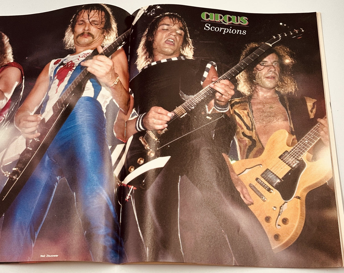 Image from Circus Magazine July 31, 1983 showcasing the band Scorpions in a live performance.