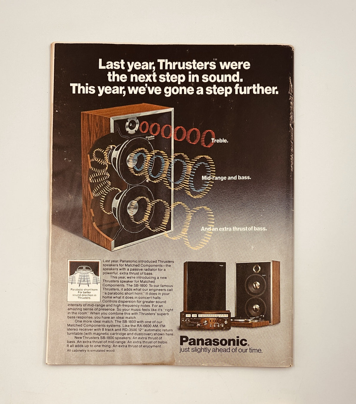 Back cover advertisement for Panasonic speakers in Circus Magazine March 30, 1978 highlighting audio features.