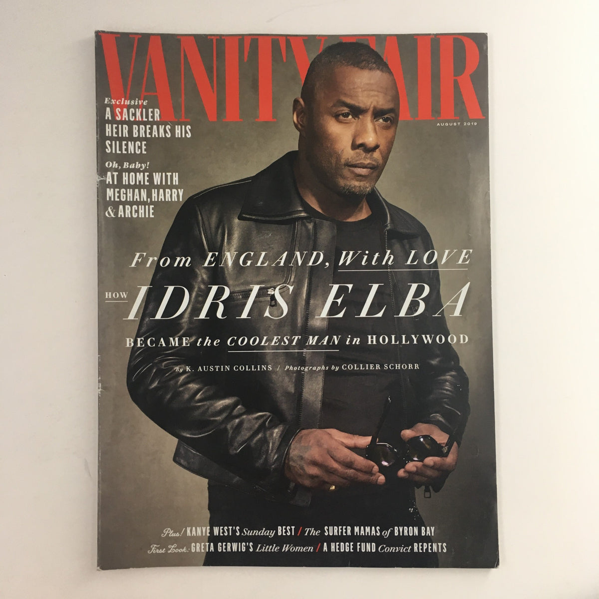 Vanity Fair Magazine August 2019 cover featuring Idris Elba with the title 'From England, With Love' showcasing how he became the coolest man in Hollywood. This vintage magazine is a collectible item, perfect for fans of Idris Elba and vintage magazines.