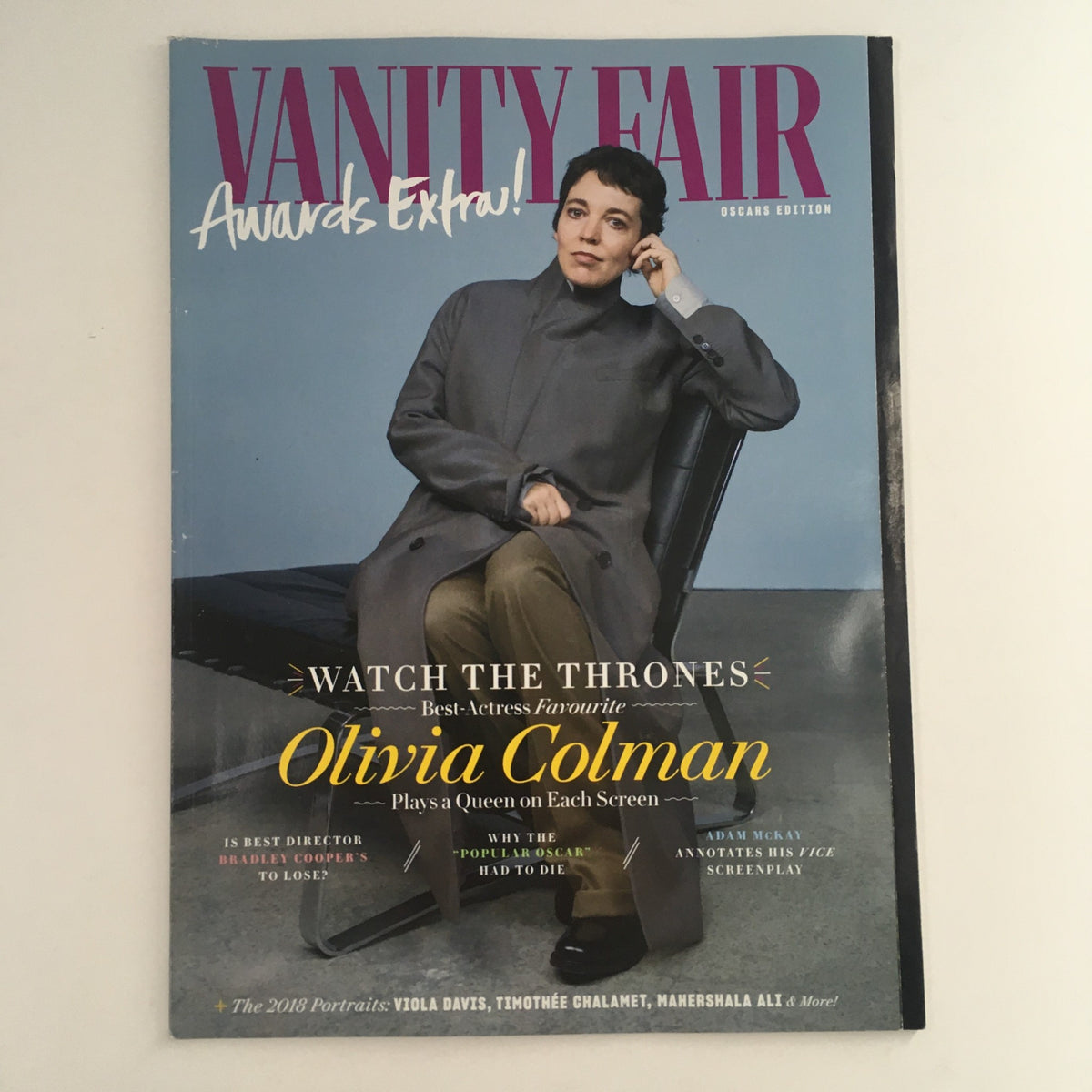 Vanity Fair Magazine 2018 Oscars Edition featuring Best Actress Olivia Colman, showcasing the glamour of the Academy Awards with a focus on Colman's celebrated performance.