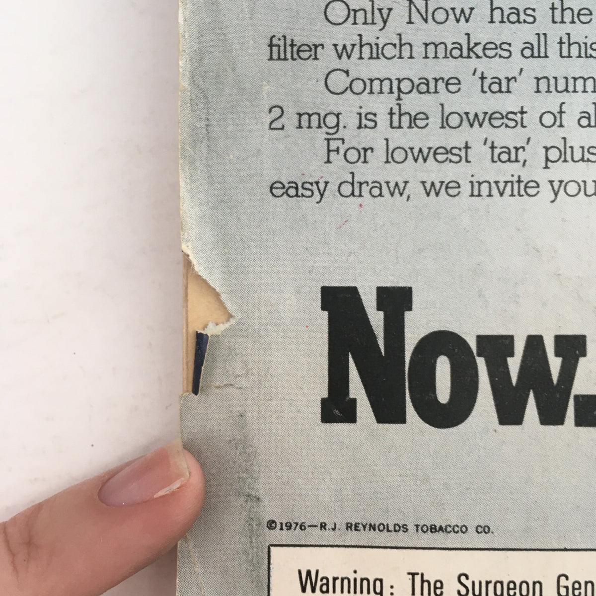 Back cover of Family Circle Magazine September 1976, displaying an advertisement about a cigarette brand with a warning label.