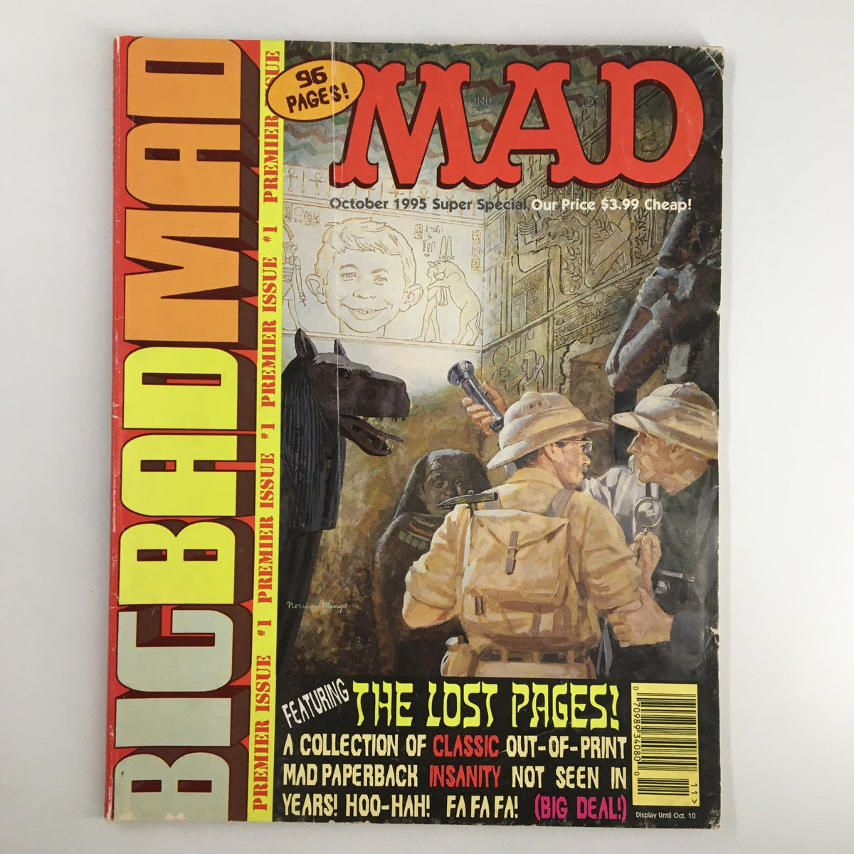 Cover of Mad Magazine October 1995 titled 'Big Bad Mad: The Lost Pages', showcasing vibrant illustrations, featuring characters and cultural commentary from the 90s.