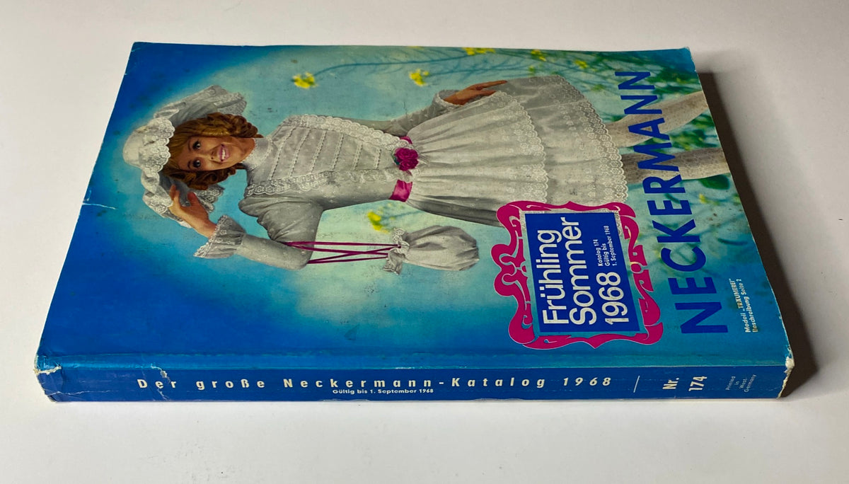 Another view of the 1968 Neckermann Sommer Catalog cover displaying the same model in a vintage summer dress, emphasizing the vibrant colors and retro design popular in the 1960s.