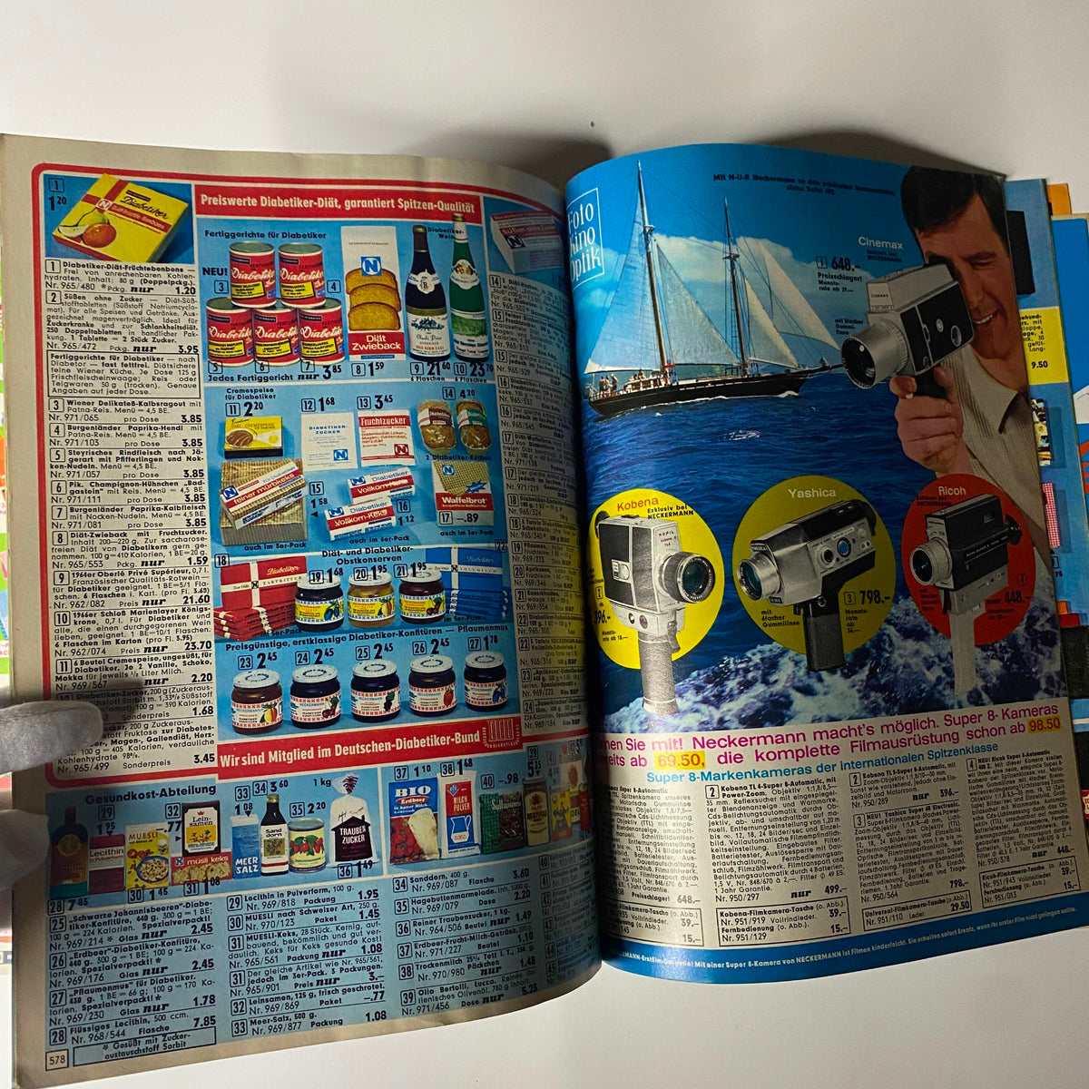 1968 Neckermann Sommer Catalog displaying home goods and lifestyle products, including food items and cameras, highlighting vintage German consumer culture.