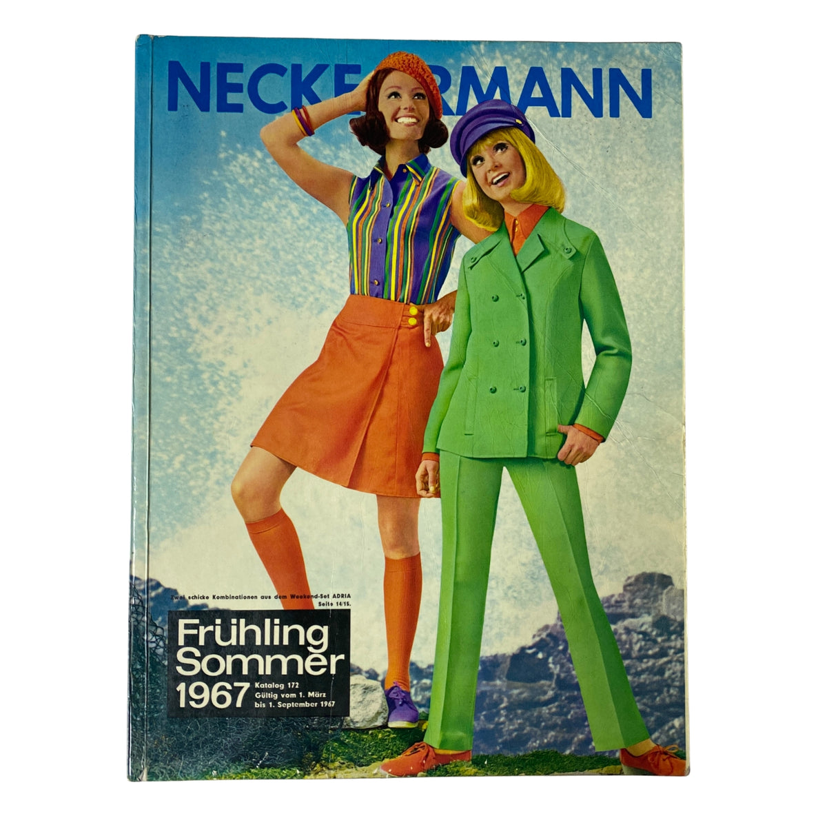 Cover of the 1967 Neckermann Sommer Catalog featuring two stylish models in vibrant summer outfits, showcasing late-1960s fashion trends.