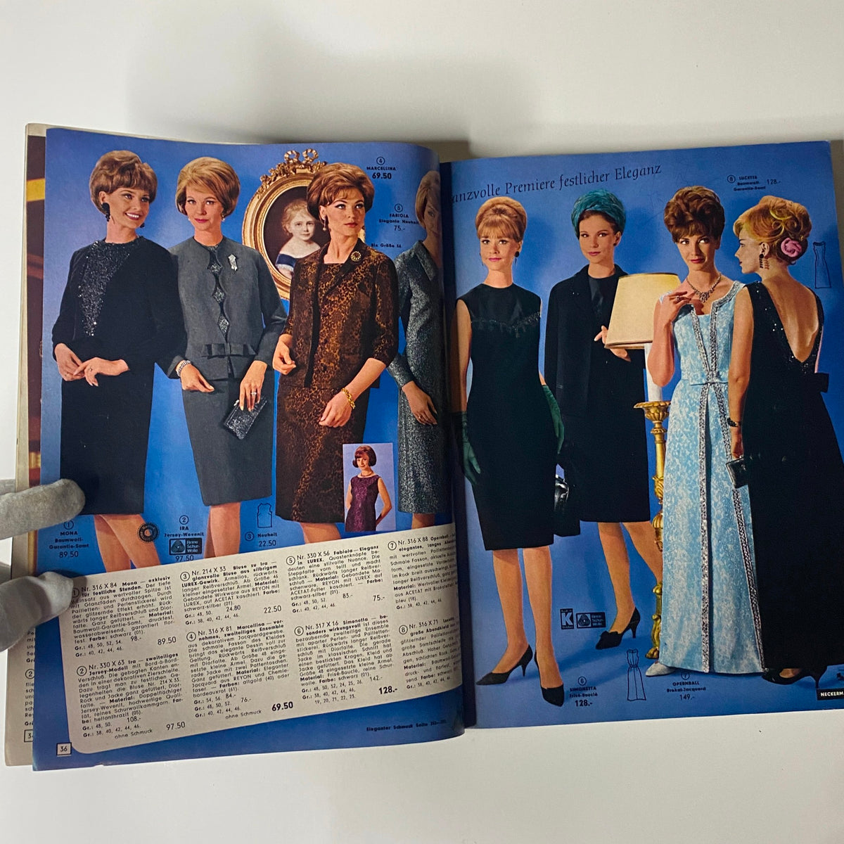 1965-1966 Neckermann Winter Catalog displaying elegant evening dresses and formal wear for women, highlighting fashionable designs popular in the mid-1960s.