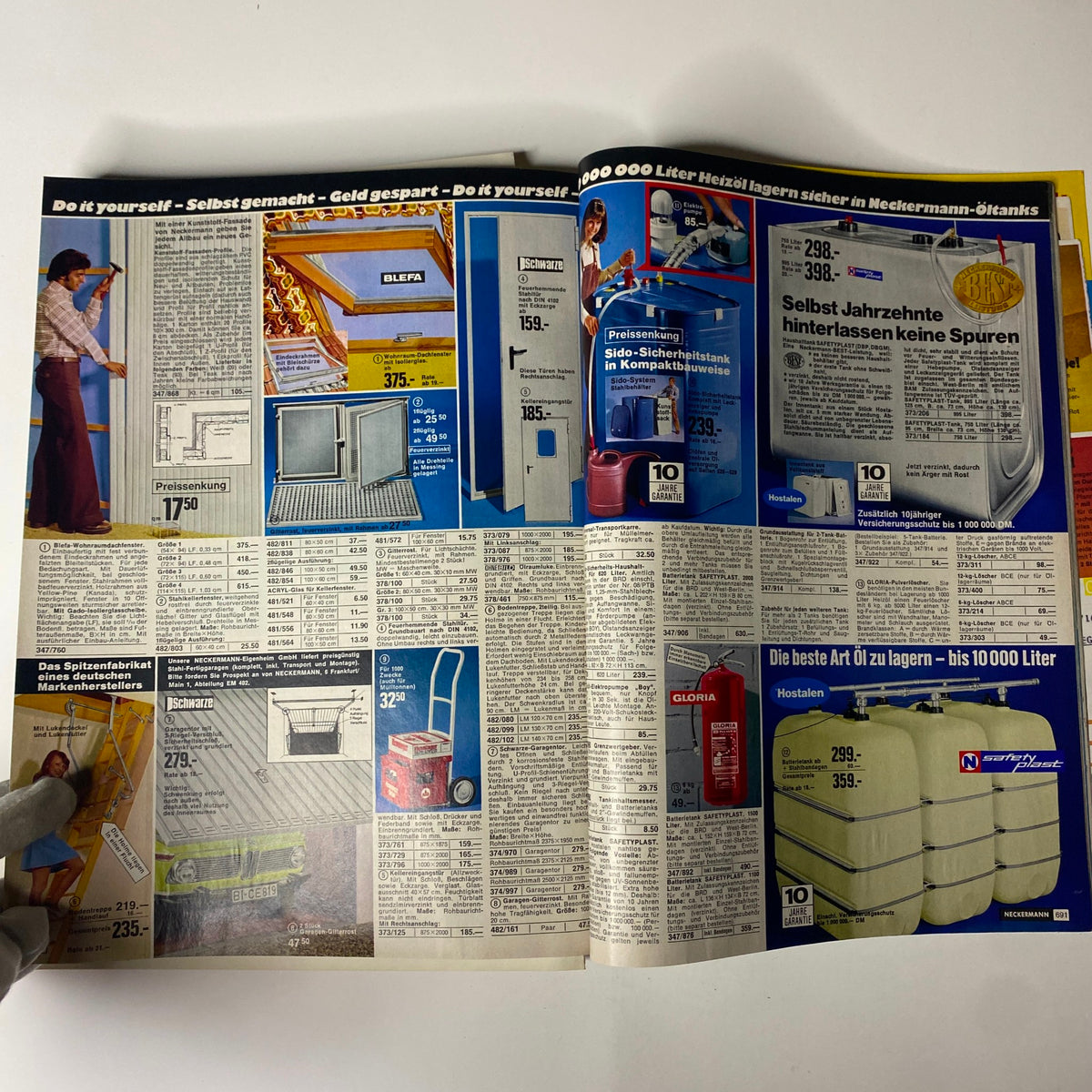1973-1974 Neckermann Winter Catalog featuring a DIY section with various home improvement products and tools available for purchase.
