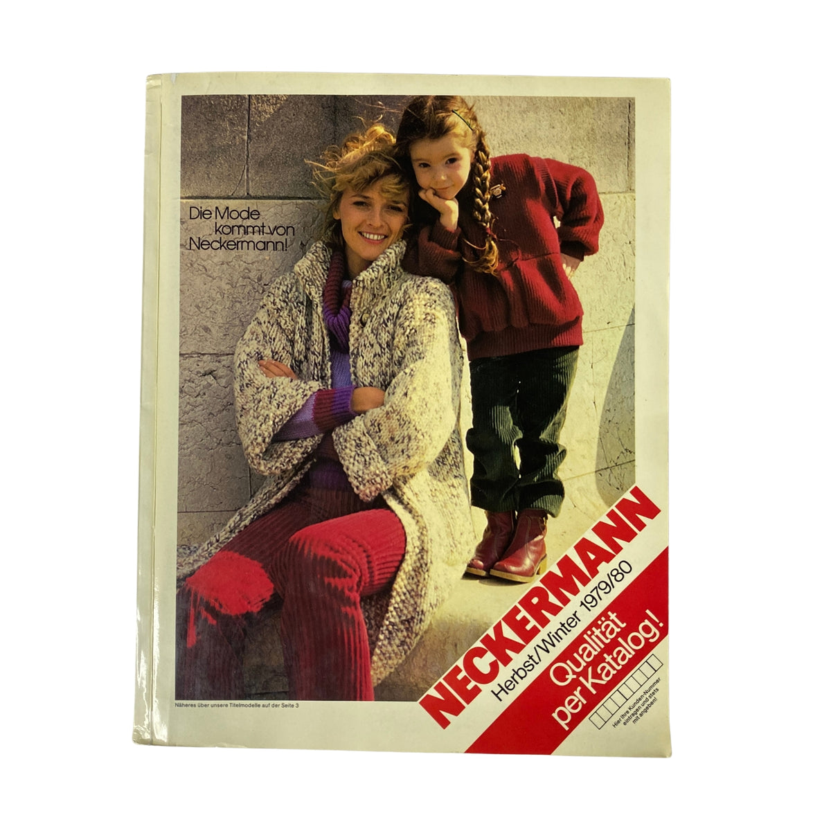 Cover of the 1979-1980 Neckermann Winter Catalog featuring a model and a child dressed in winter fashion.