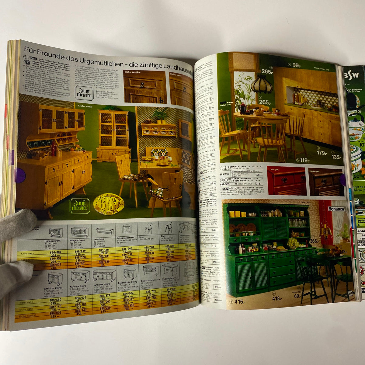 1978 August Neckermann Sommer Catalog featuring a vintage design showcasing summer furniture styles, including wooden dining sets and storage, set against an eye-catching green background.