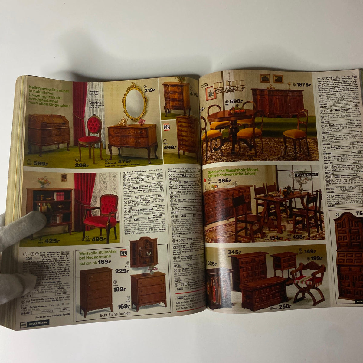1975-1976 Neckermann Winter Catalog showcasing stylish vintage furniture such as chairs, tables, and cabinets, representing mid-century design trends.