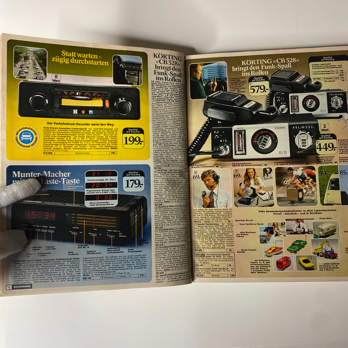 Interior page of the 1977 Neckermann Sommer Catalog displaying advertisements for electronics and household goods popular in the late 1970s.