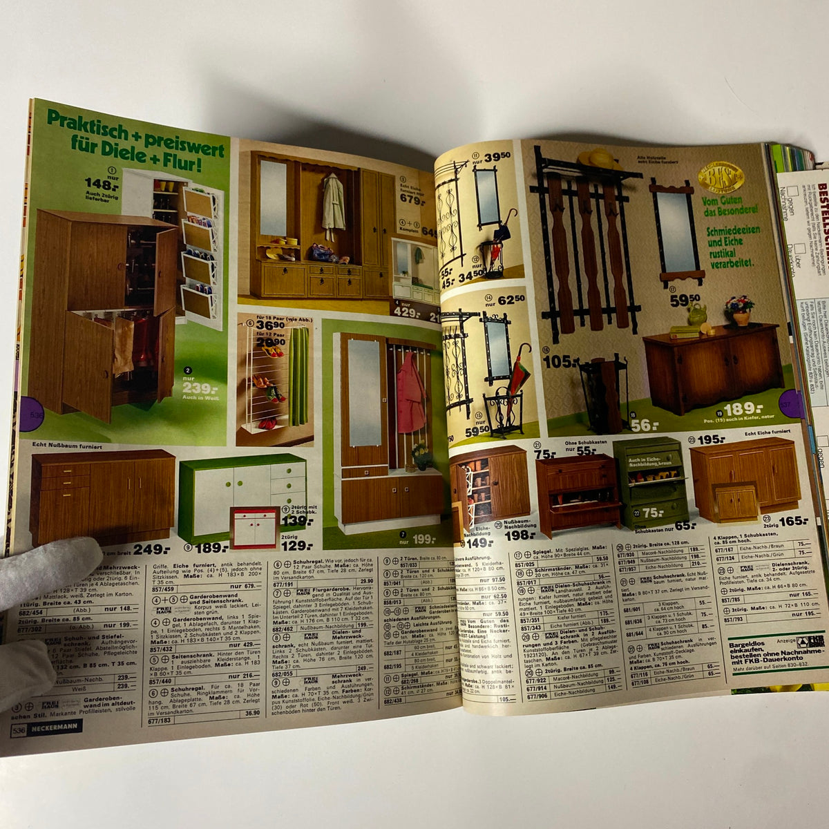 1977 Neckermann Sommer Catalog page displaying practical and affordable hallway furniture options, emphasizing vintage styles and home decor solutions.