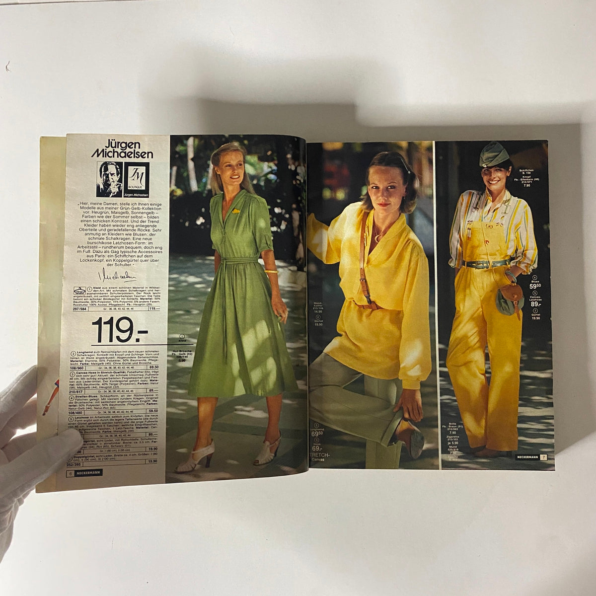 Interior page of the 1979 Neckermann Sommer Catalog displaying women's summer dresses in vibrant colors and styles, featuring model photography and pricing.