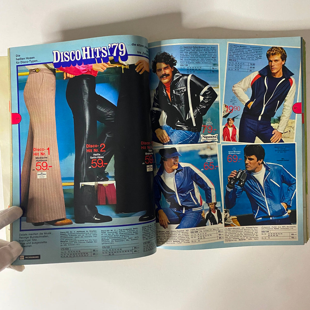 1979 Neckermann Sommer Catalog showcasing stylish disco-inspired outfits including pants and jackets popular in the late 1970s.