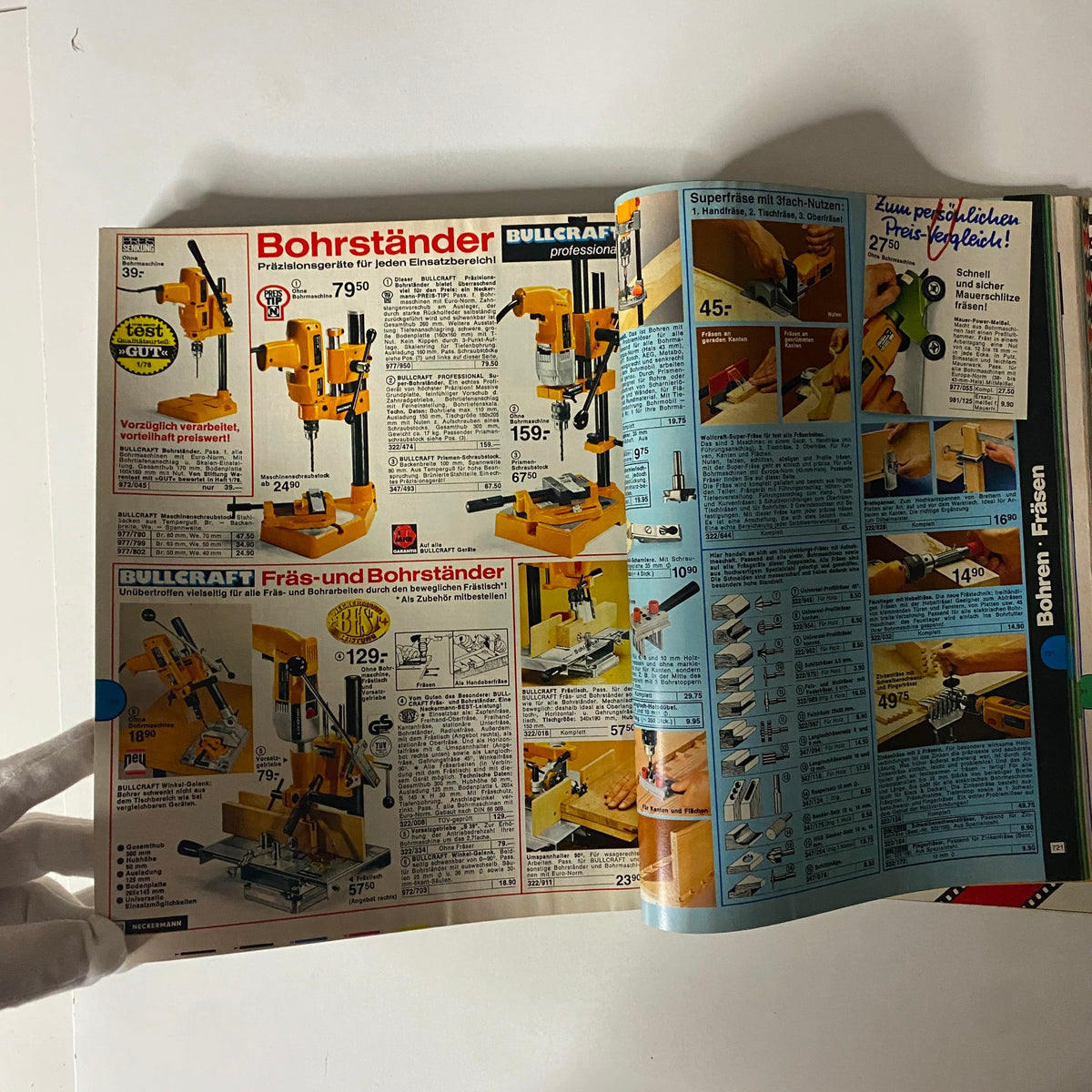 1979 Neckermann Sommer Catalog displaying various drilling and woodworking tools, demonstrating the tools available for home improvement in the late 1970s.