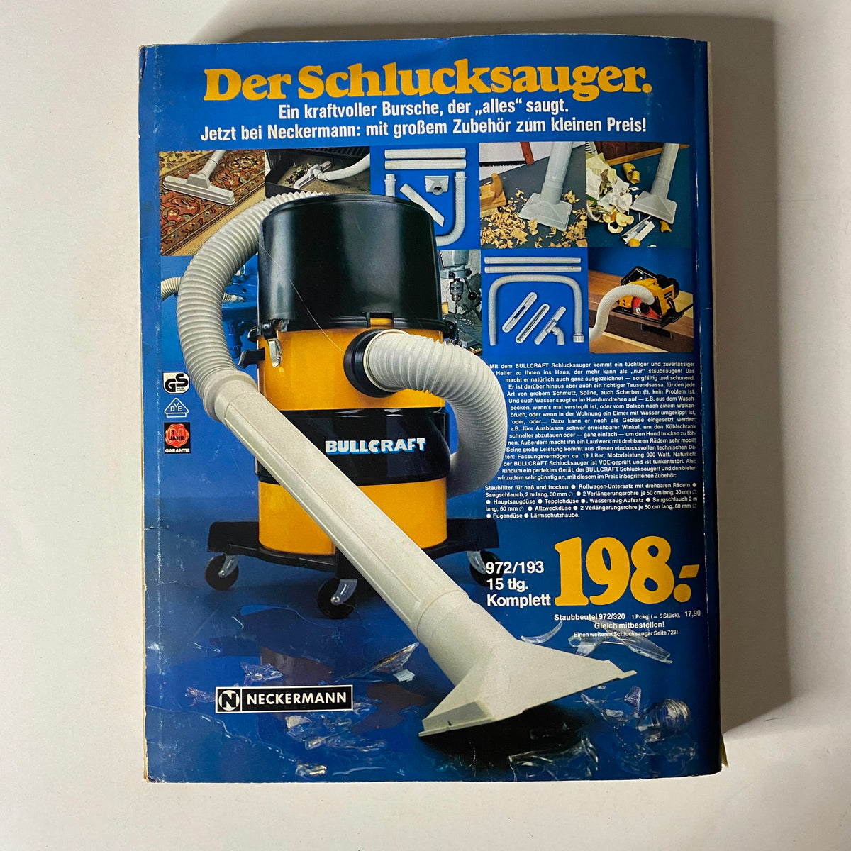 Cover of the 1979 Neckermann Sommer Catalog featuring a powerful vacuum cleaner with detailed images of various tools and accessories, showcasing retro design elements and advertisements.