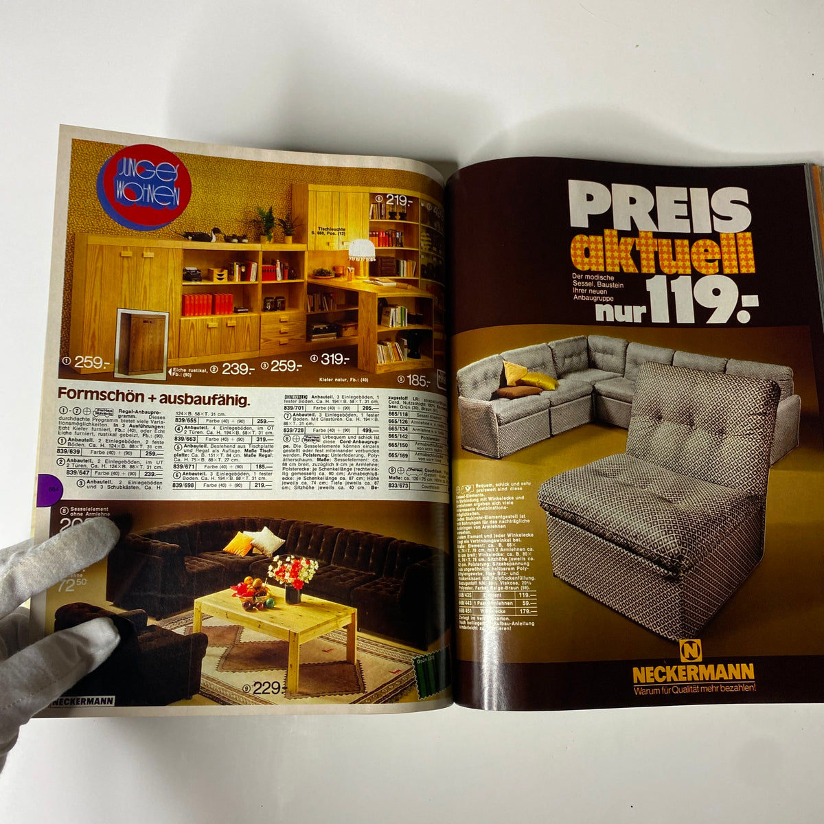 1980 Neckermann Summer Catalog showcasing diverse furniture options including modern sectional sofas and elegant cabinets, emphasizing home design trends of the 1980s.