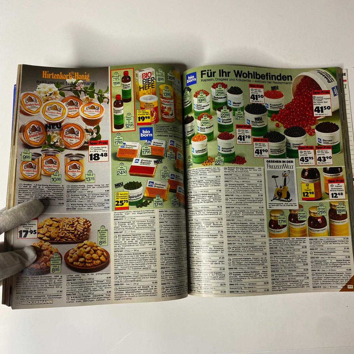 1983 Neckermann Summer Catalog showcasing health and wellness products, including vitamins and honey, promoting wellness in the early 1980s.