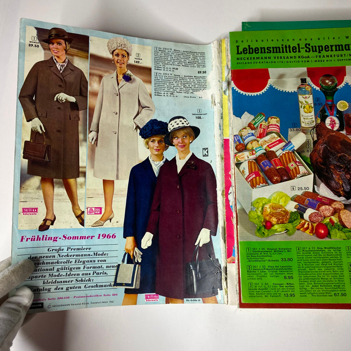 1966 Neckermann Summer Catalog layout presenting elegant women's coats, reflecting the spring-summer fashion trends of 1966.