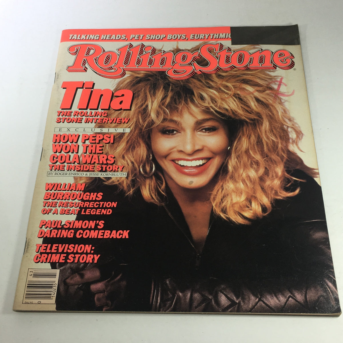 VTG Rolling Stone Magazine: October 23 1986 featuring Tina Turner on the cover, showcasing her iconic hairstyle and vibrant smile.