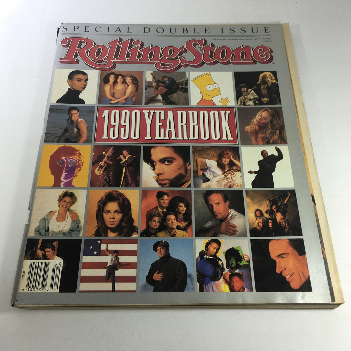 Cover of the Vintage Rolling Stone Magazine: December 13, 1990 featuring the 1990 Yearbook and iconic pop culture images including Tom Cruise.