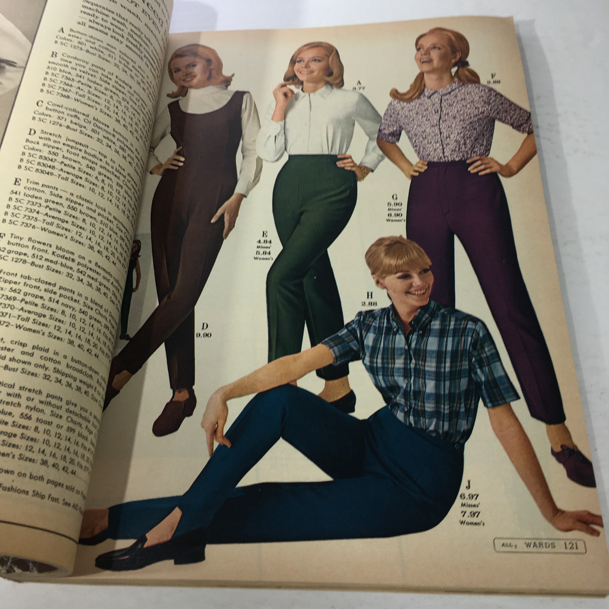 Another page from the VTG Montgomery Ward catalog: Fall & Winter 1966, featuring models in stylish slacks and tops. The layout presents a casual yet fashionable look representative of the era.