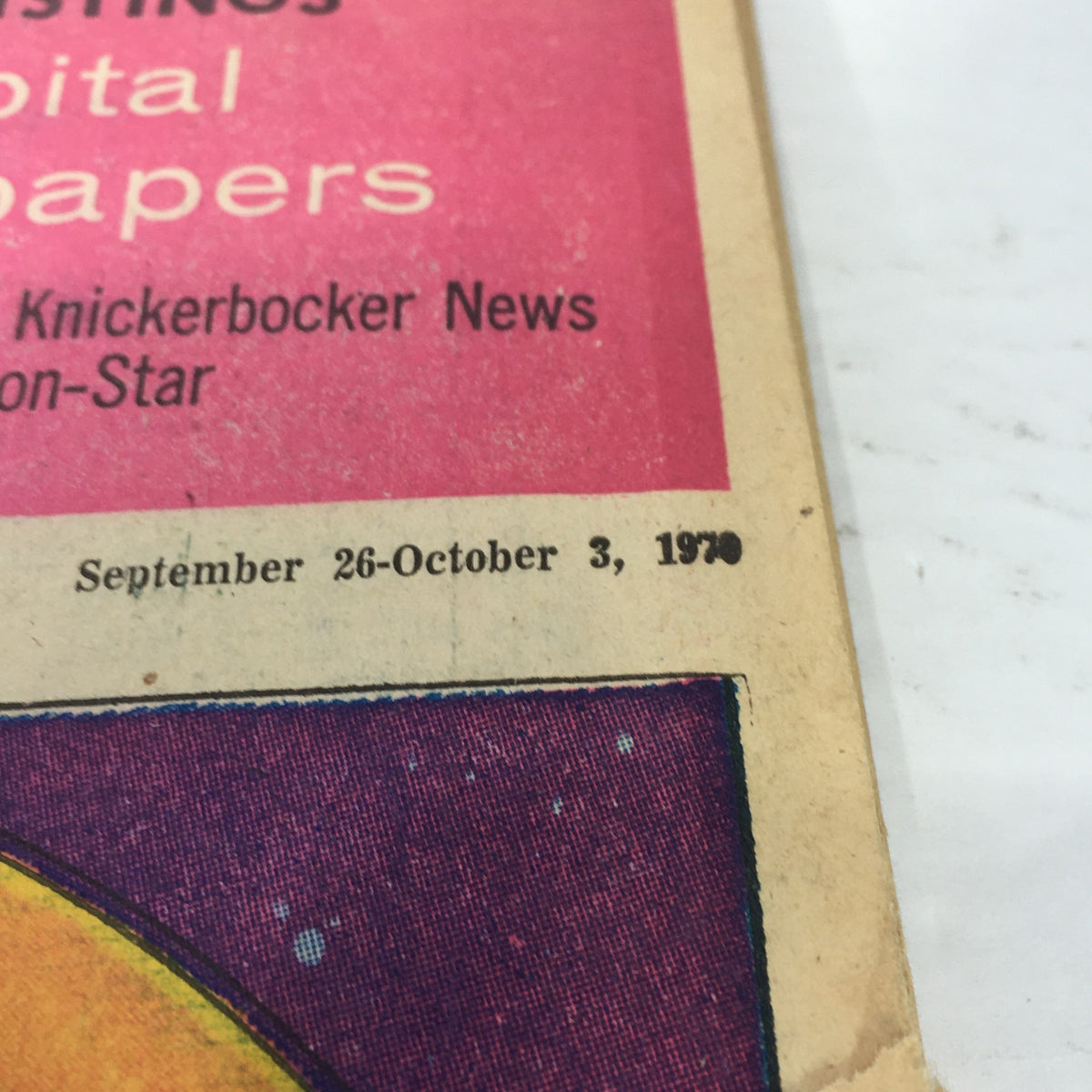 Close-up of the date and publisher information on the VTG TV Capital Newspapers, listing September 26-October 3 1979.