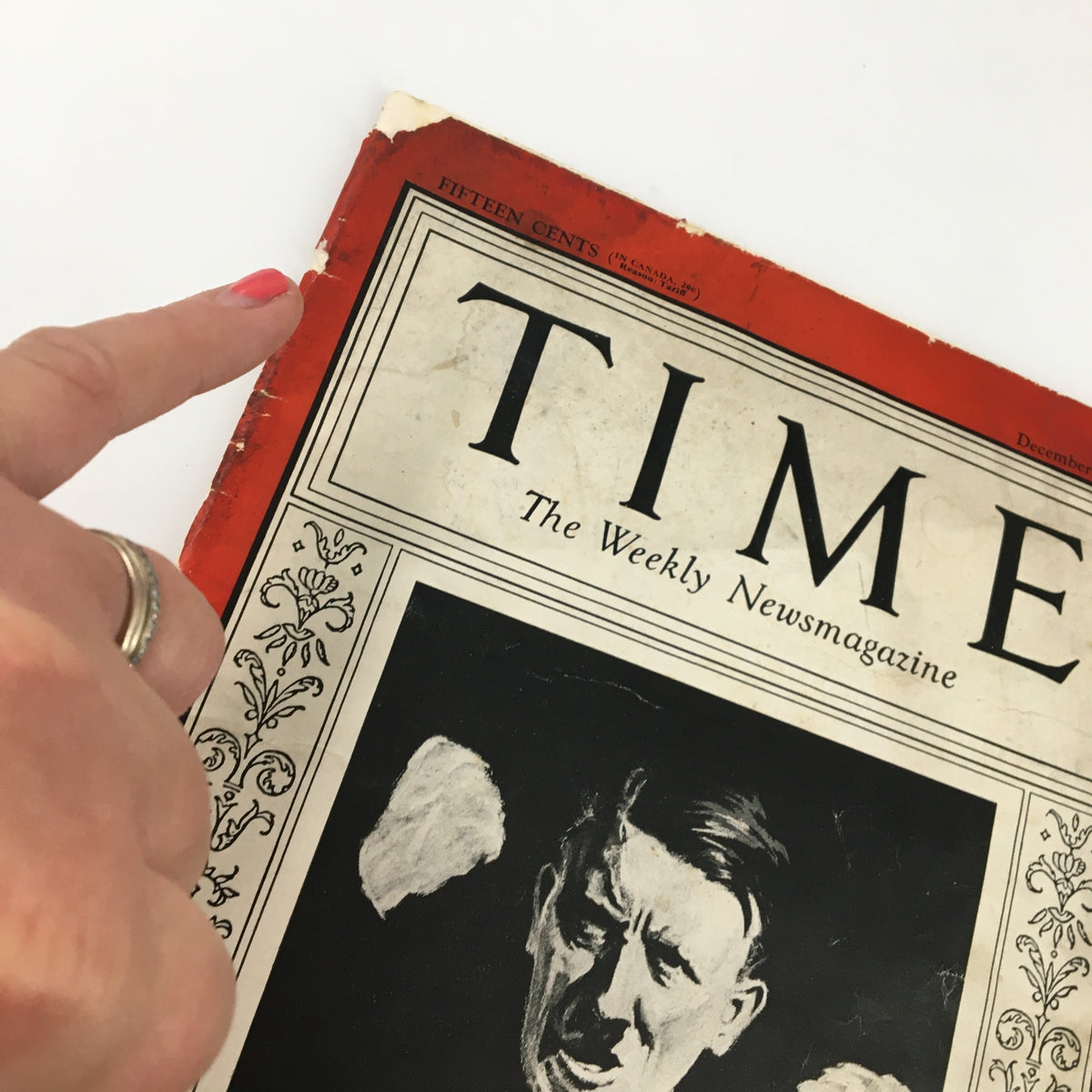Vintage Time Magazine cover dated December 21, 1931, featuring Adolf Hitler's portrait and detailing its historical significance.