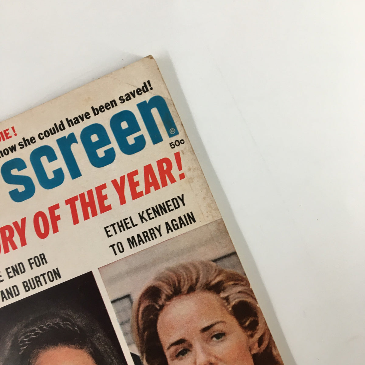 Side view of Modern Screen Magazine's September 1969 cover illustrating Ethel Kennedy along with headlines including 'The End for Liz and Burton', capturing the essence of 1960s celebrity news.