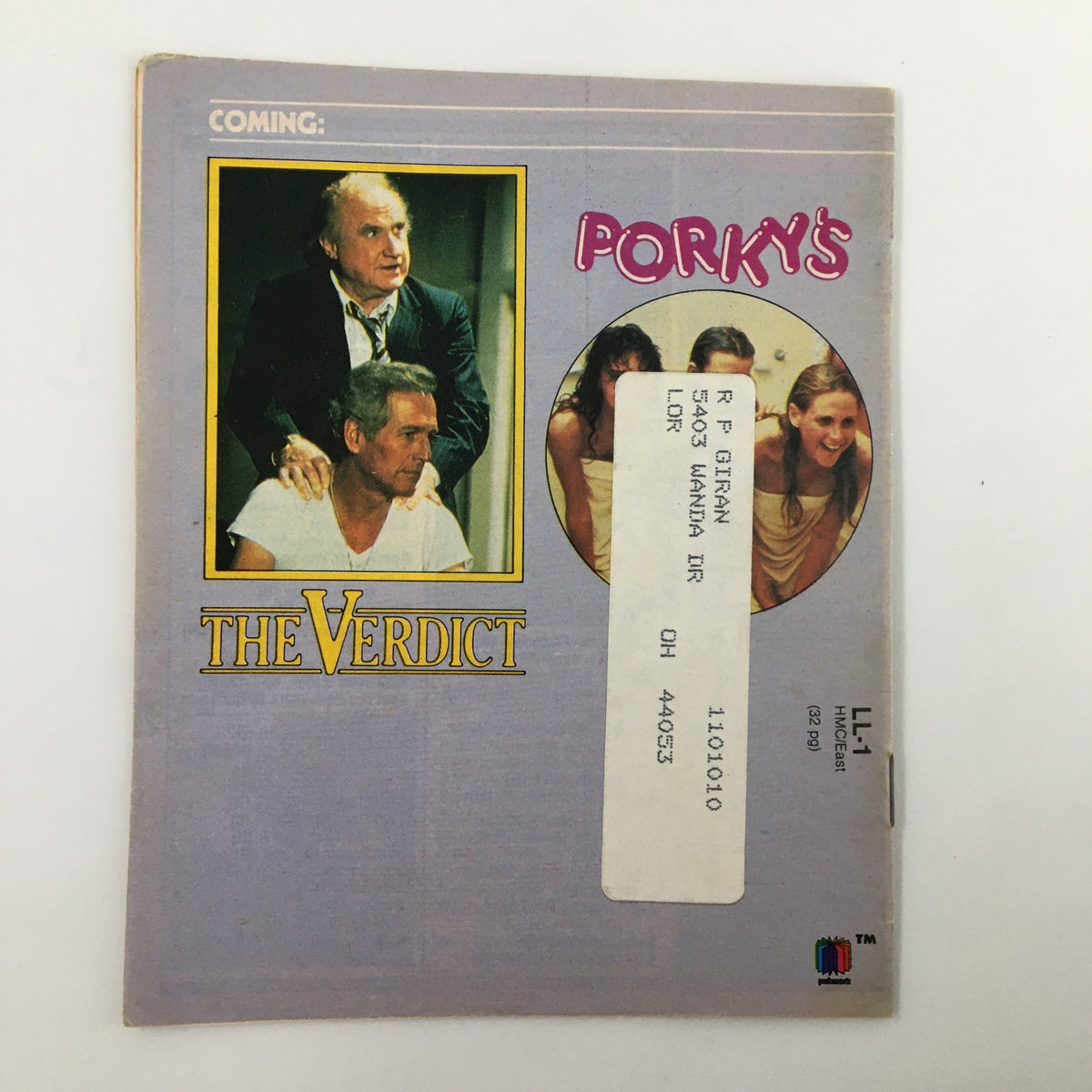 Cover of the October 1983 VTG Premium Channels Mini Magazine featuring Robin Williams as T.S. Garp, showcasing a vintage design with images and promotional text.