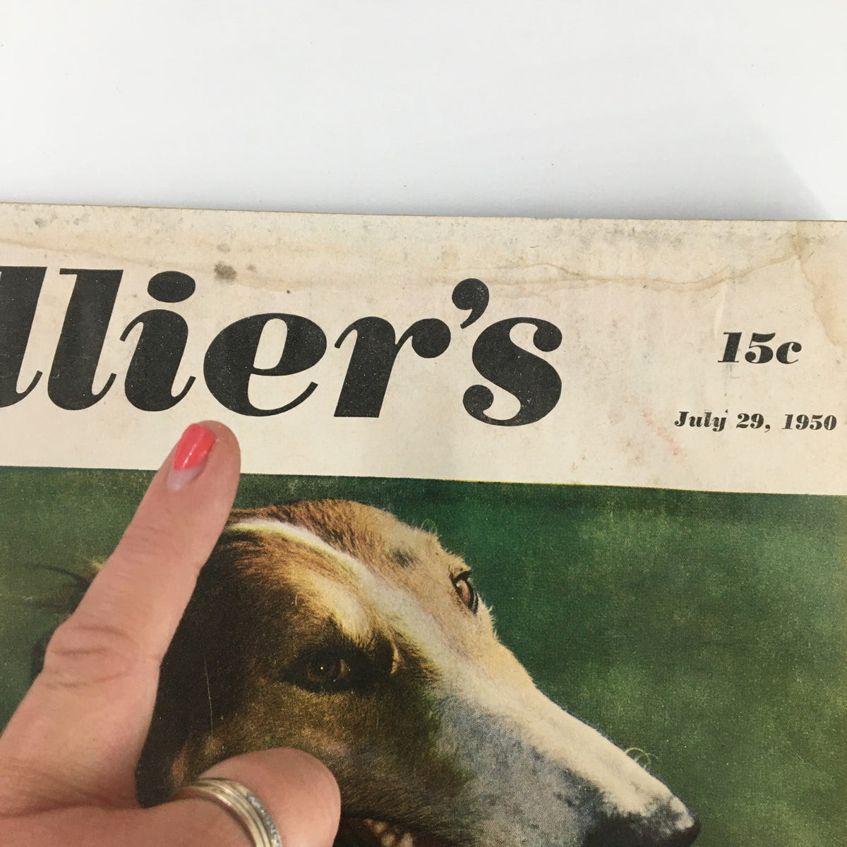 Close-up of the cover of VTG Collier's Magazine dated July 29, 1950, displaying the title and a vintage design.