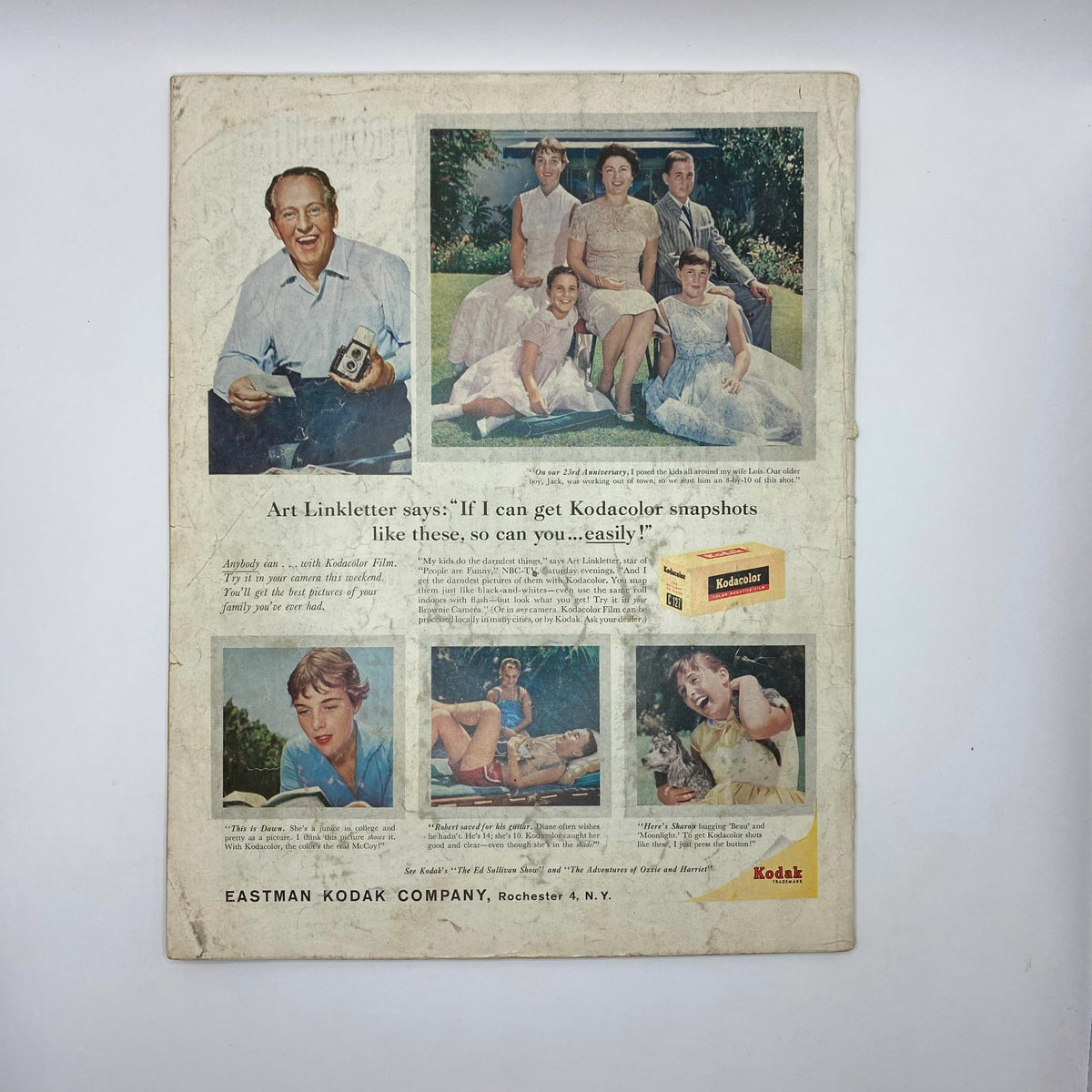 Back cover of Saturday Evening Post Magazine May 30 1959 showcasing a Kodak advertisement featuring families with cameras, emphasizing photo capturing.