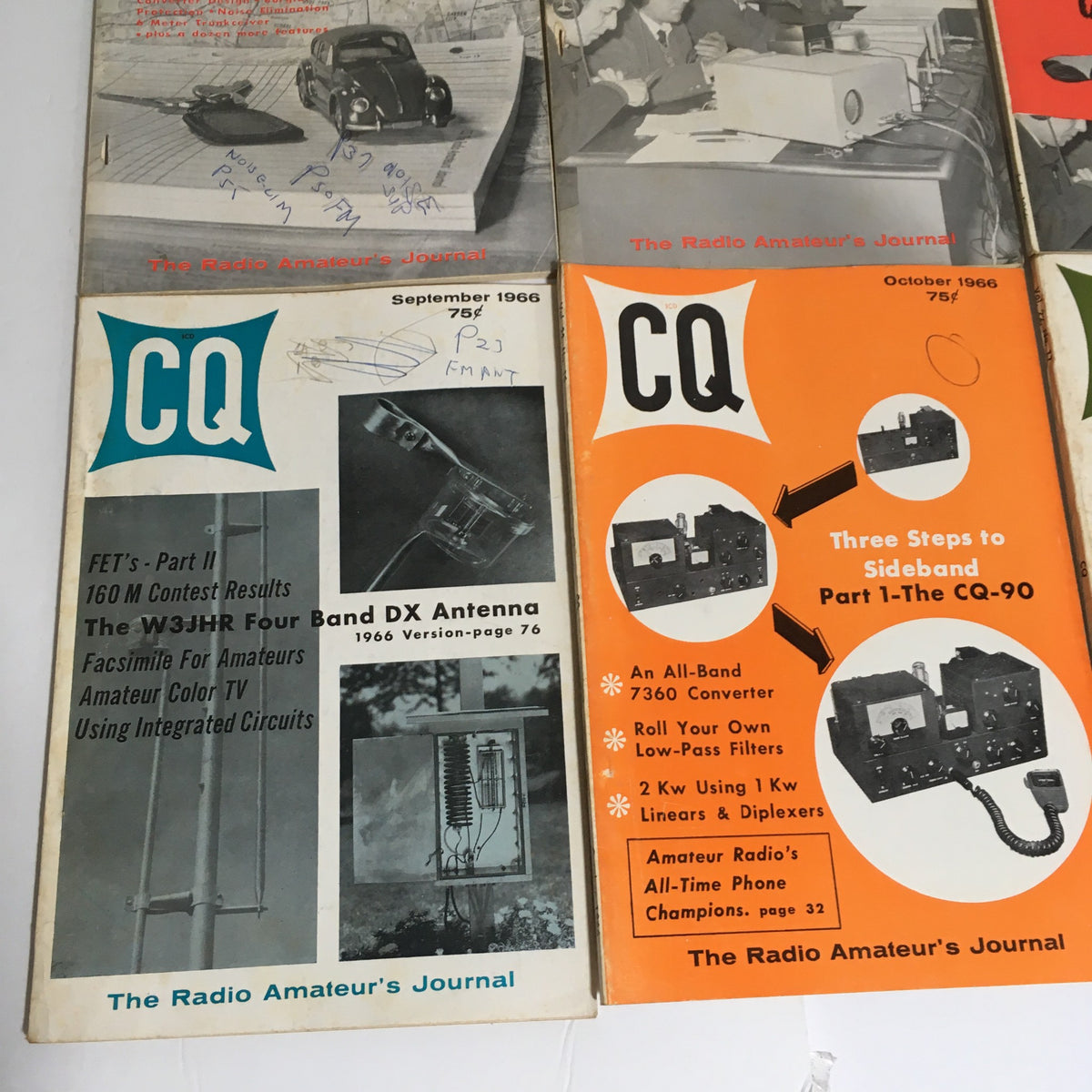 Lot of 12 Complete January to December 1966 CQ The Radio Amateur's Journal magazines with covers of September and October issues discussing radio antennas and equipment.