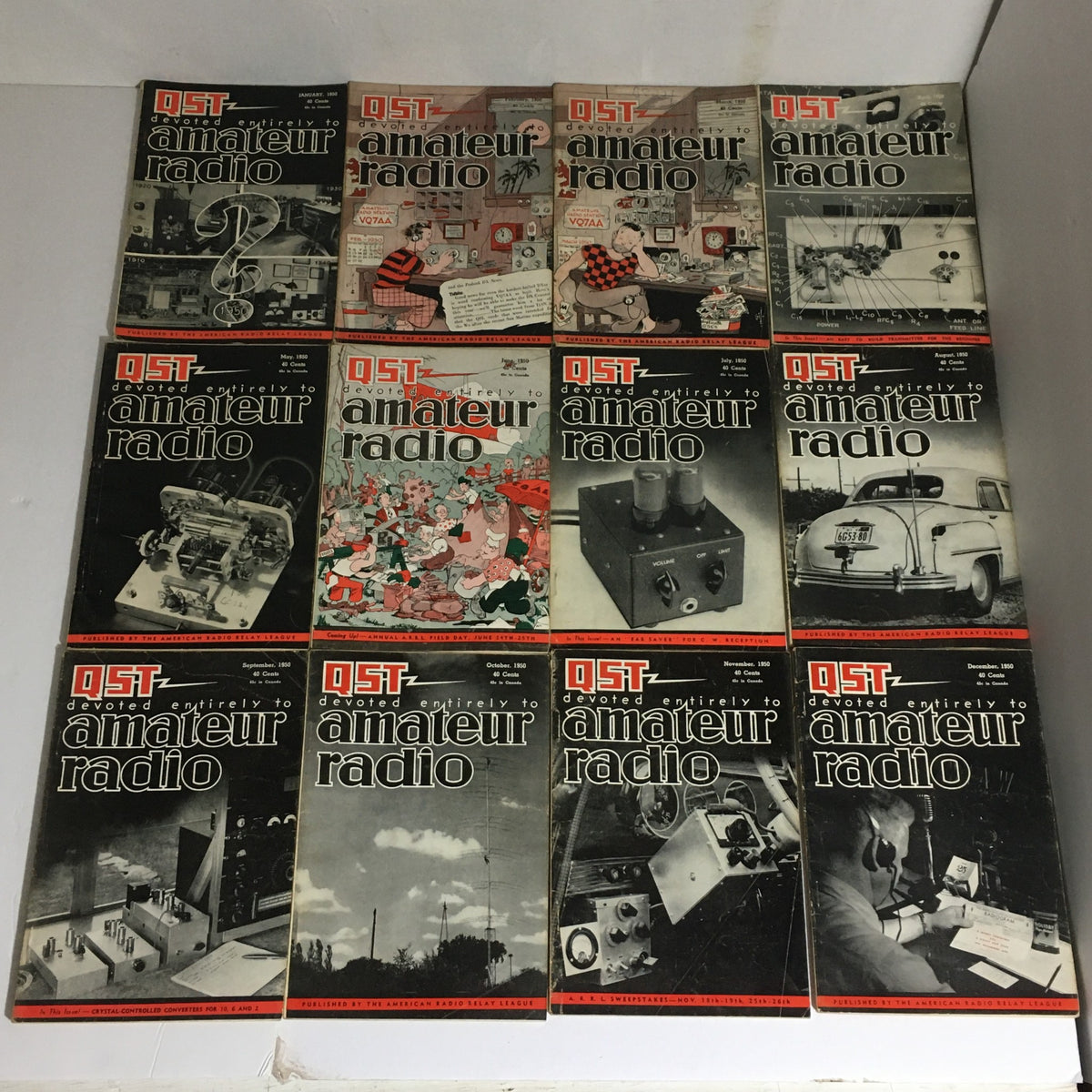 Lot of 12 Complete January to December 1950 QST Amateur Radio Volume 1-12
