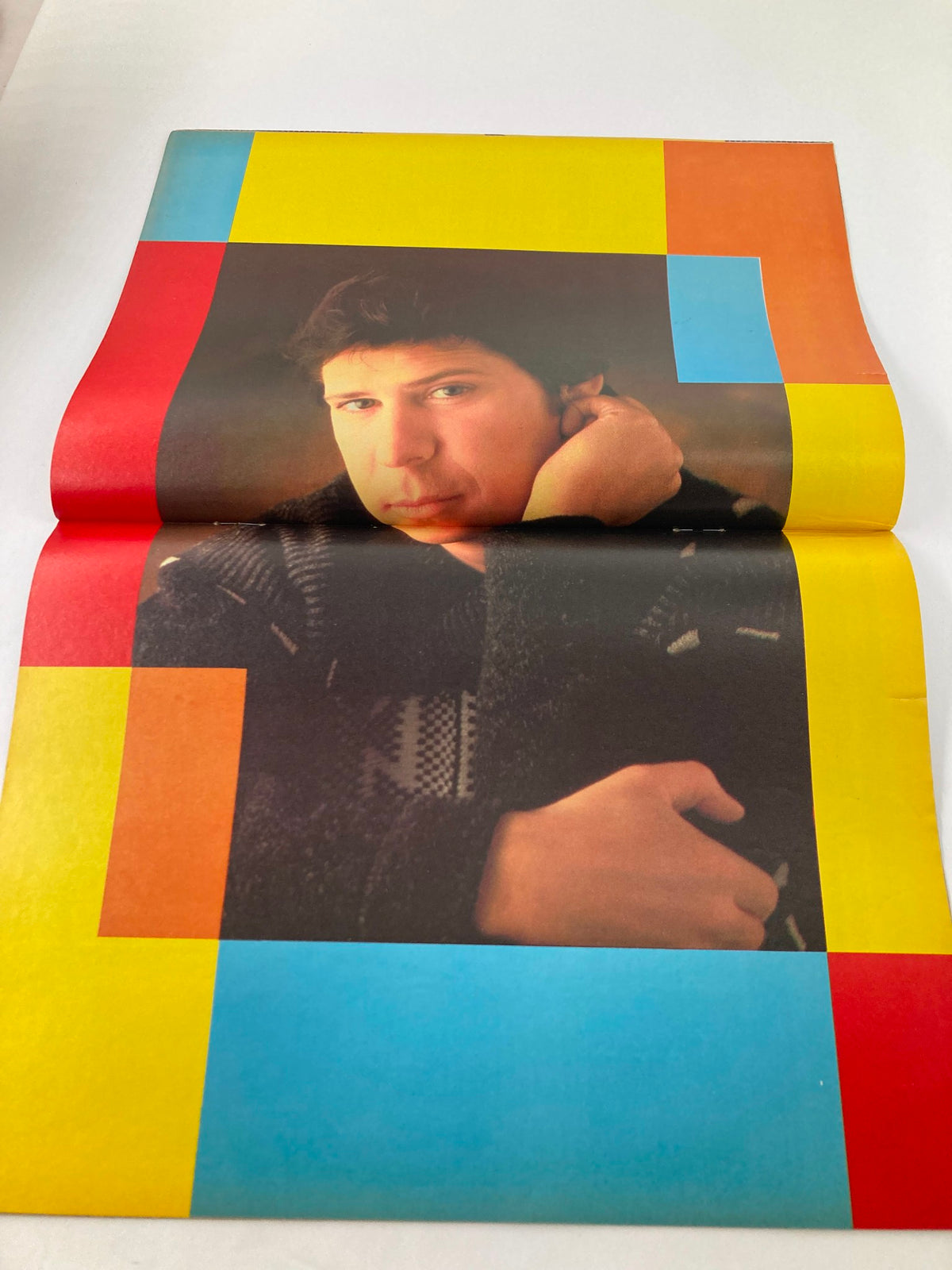 Colored centerfold of VTG Lookin Magazine March 31 1984 #14, featuring a striking portrait of Shaky against a bold graphic background.
